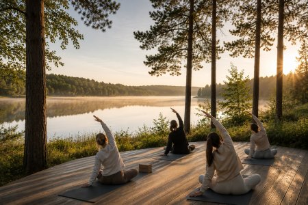 Morning practice by the lake